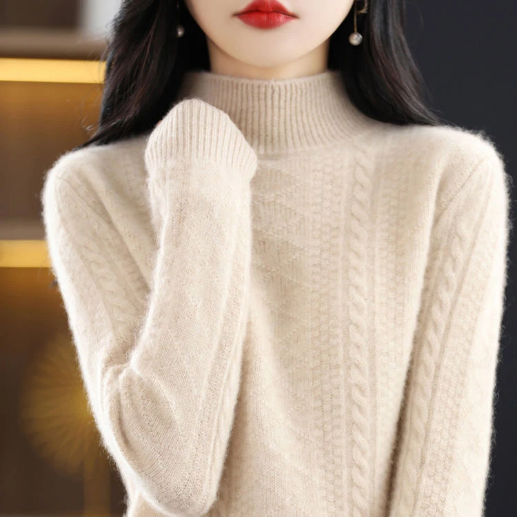 半高领加厚羊绒衫女纯色百搭厚款过秋冬韩版保暖宽松羊毛打底毛衣