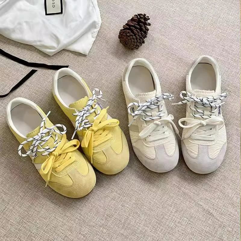 复古芭蕾风德训鞋女春秋超火平底休闲运动鞋百搭阿甘鞋小白鞋