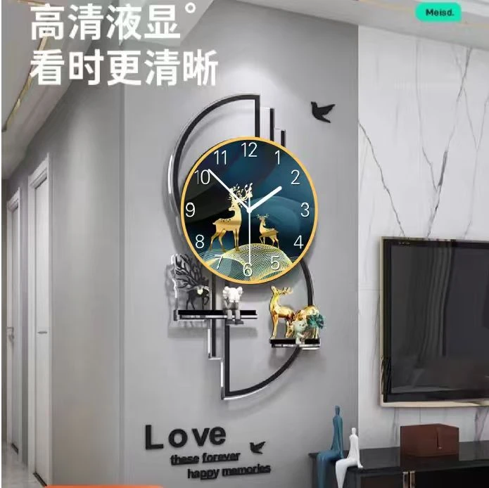 双鹿客厅家用创意挂钟高档大气可装饰挂钟（尺寸35*66）