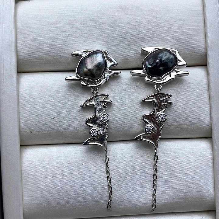 银S925镶嵌海水珍珠耳饰海水珍珠不退不换