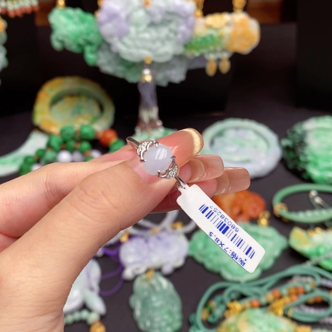 翡翠戒指银S925镶嵌翡翠