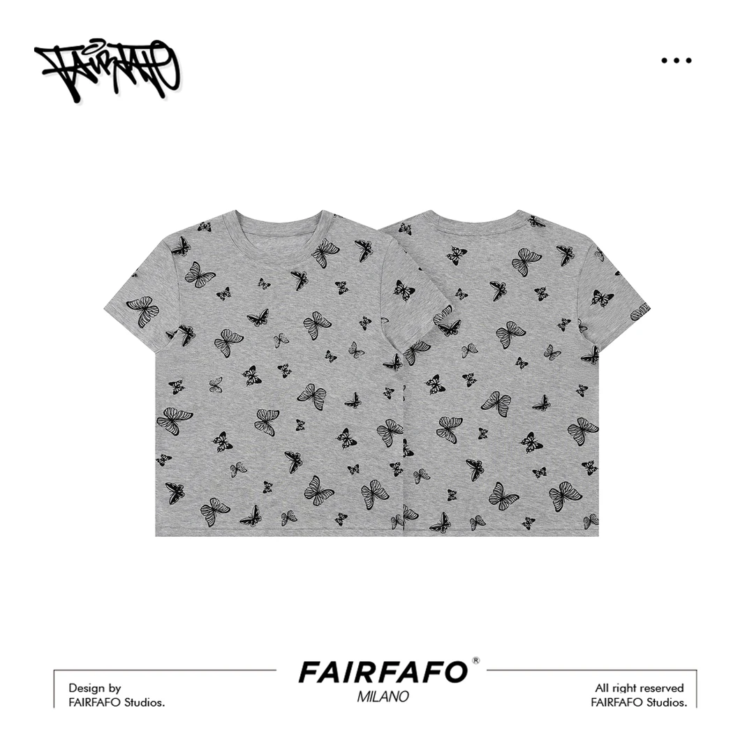 【蝴蝶印花短袖】莱赛尔+绵羊毛少女感时尚品牌T恤MK5ZB0509