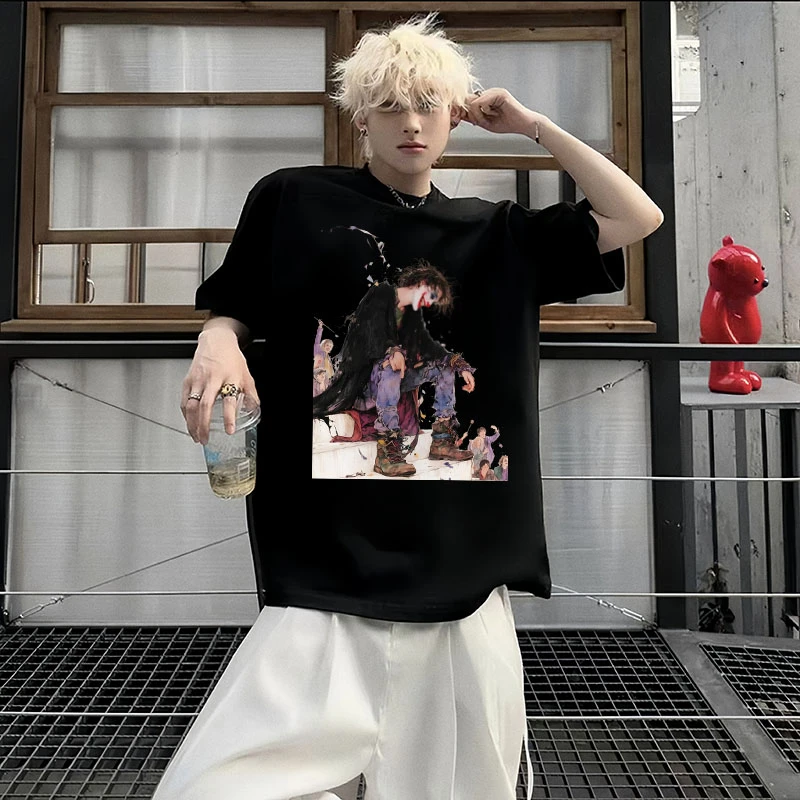 重磅潮牌新款美式小丑印花男女夏季纯棉短袖百搭t恤圆领情侣上衣