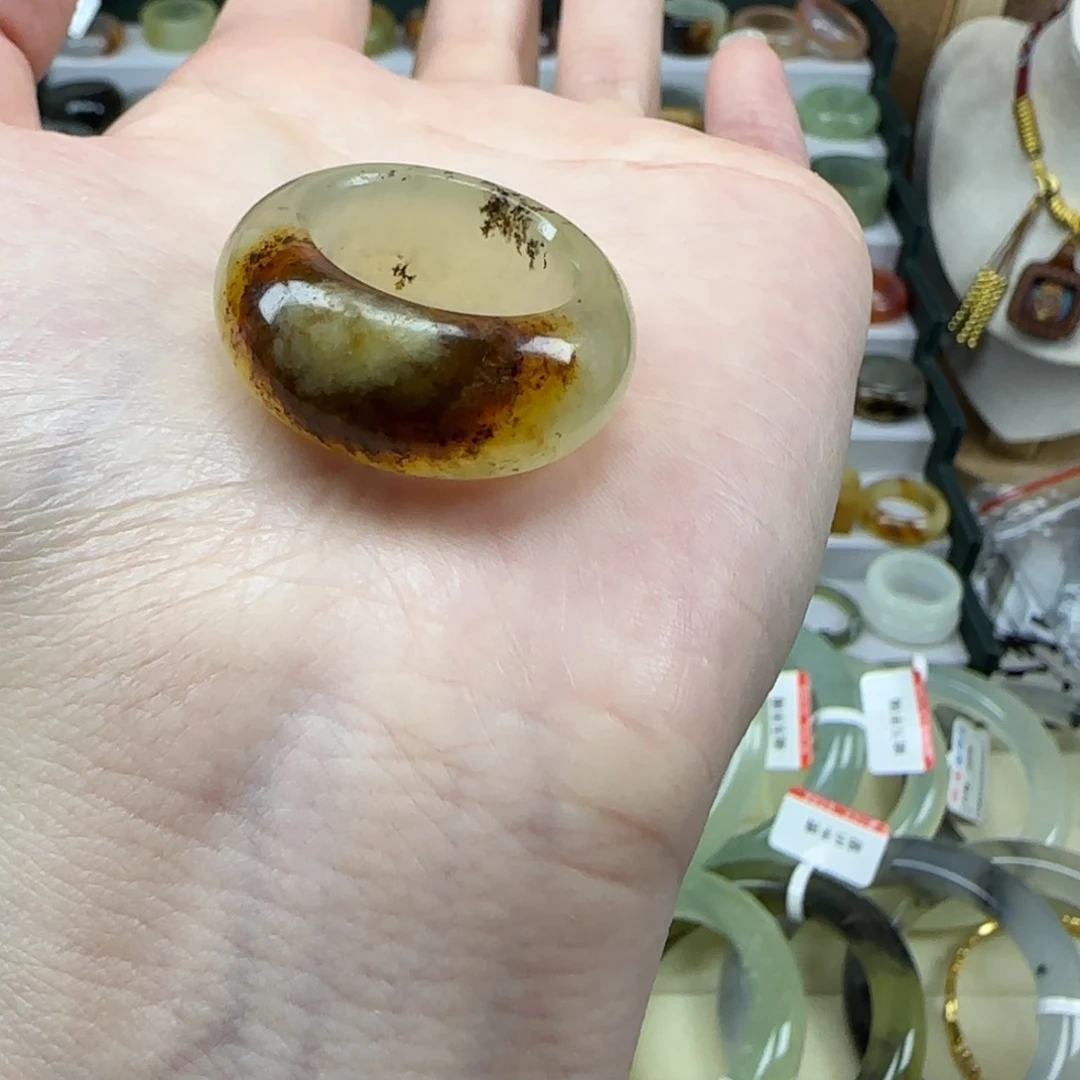 你****蛇纹石玉合金戒指18.3mm