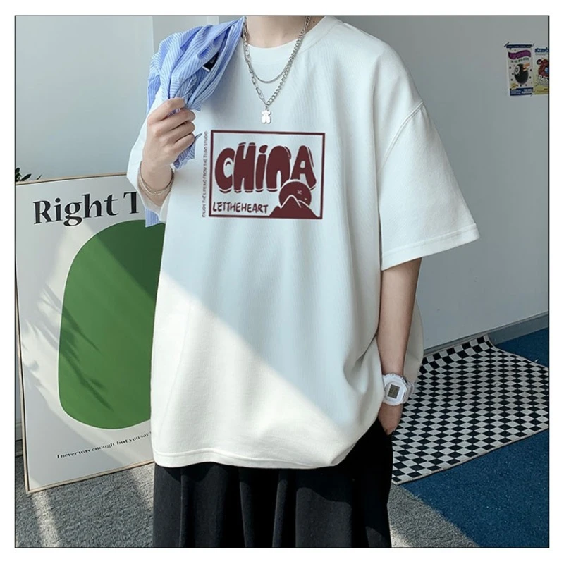 cleanfit短袖重磅纯棉t恤男短袖夏季潮牌潮流宽松男装圆领