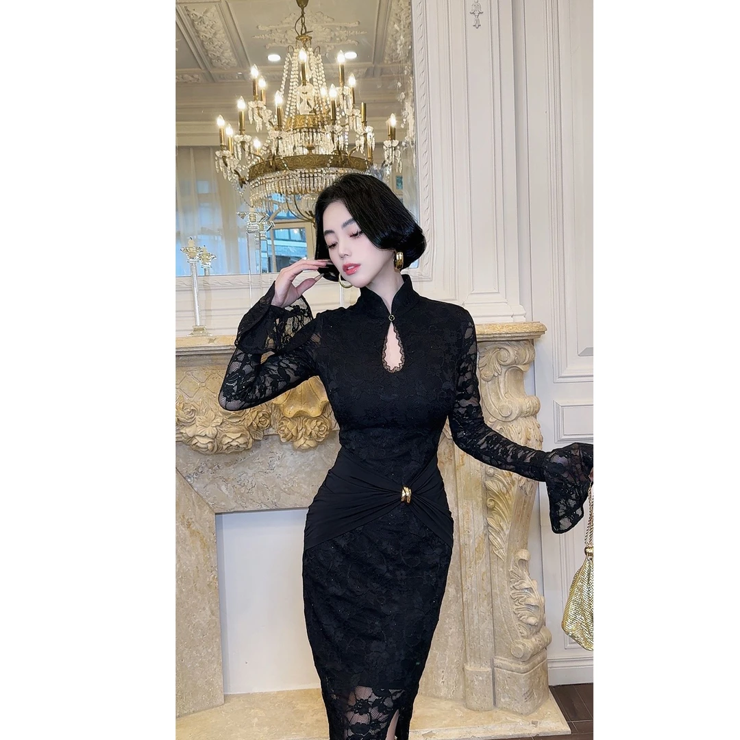 LYXJ【京洛佳人】春款 蕾丝新中式旗袍连衣裙11733