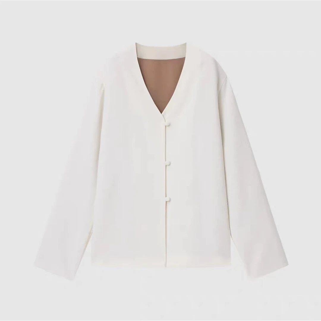 ZH8793【上博合作系列】禾女装2025春季新款羊丝双层花呢外套