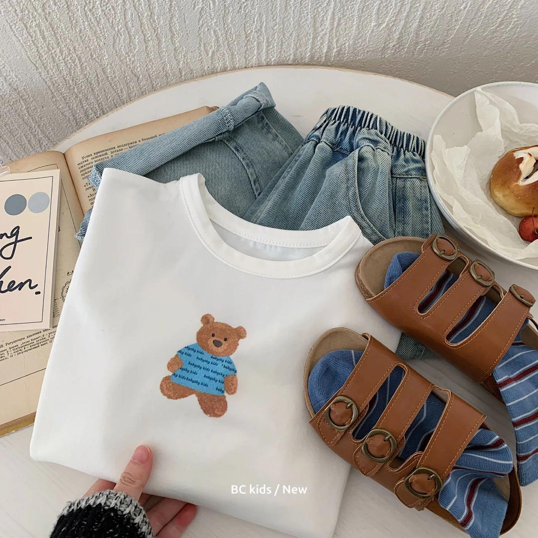 儿童T恤2025春季新款卡通印花圆领百搭长袖T恤