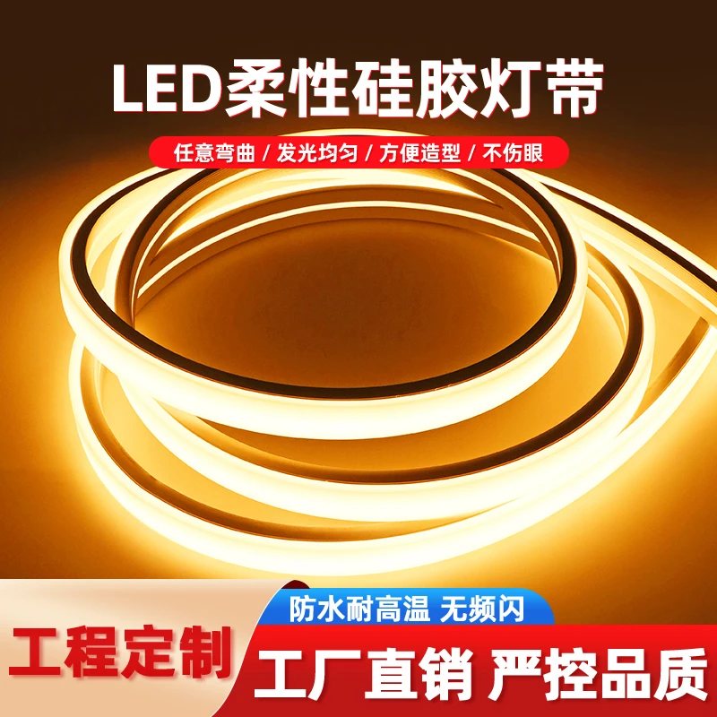 led硅胶一体灯带24v220V柔性线形灯户外防水线型灯嵌入式线条灯