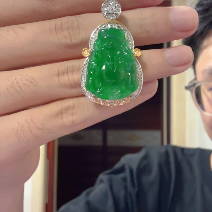 翡翠银S925镶嵌颈饰吊坠