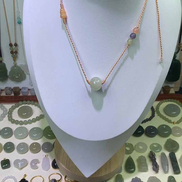 和田玉未镶嵌颈饰蜂蜜水鼓珠锁骨链15.6*12.7mm189元