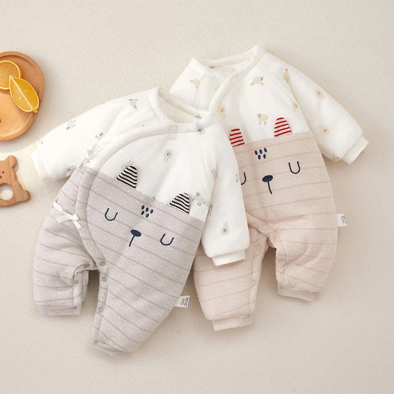 新生儿a类衣服秋冬夹棉加厚男女宝宝衣服系带婴幼儿衣服婴儿衣服