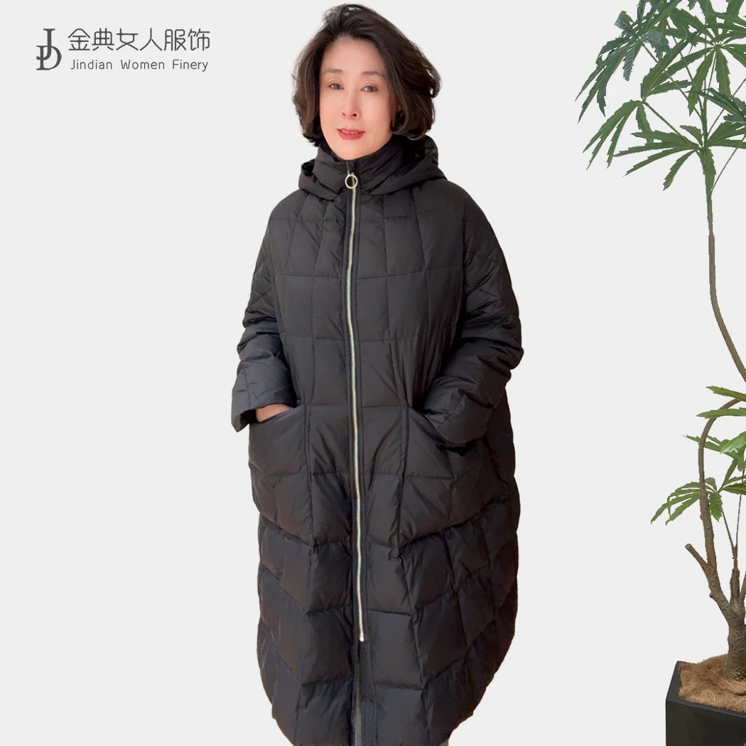 【金典女人服饰】秋冬新款大口袋连帽拉链百搭羽绒服    女外套5458