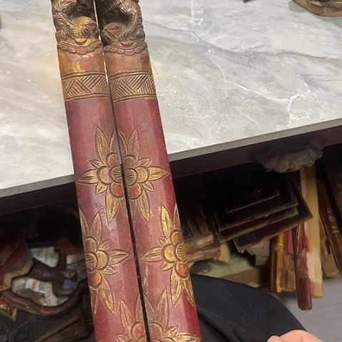 香榧木春**海一对孤品木雕70