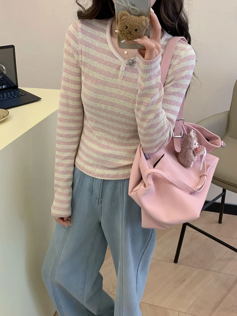 061八乃条纹T恤上衣