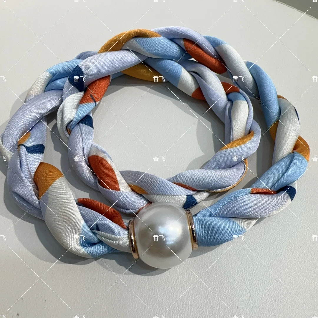 【麻花链单丝巾】2025定制夏新品旅游配饰懒人磁扣小丝巾装饰小围巾