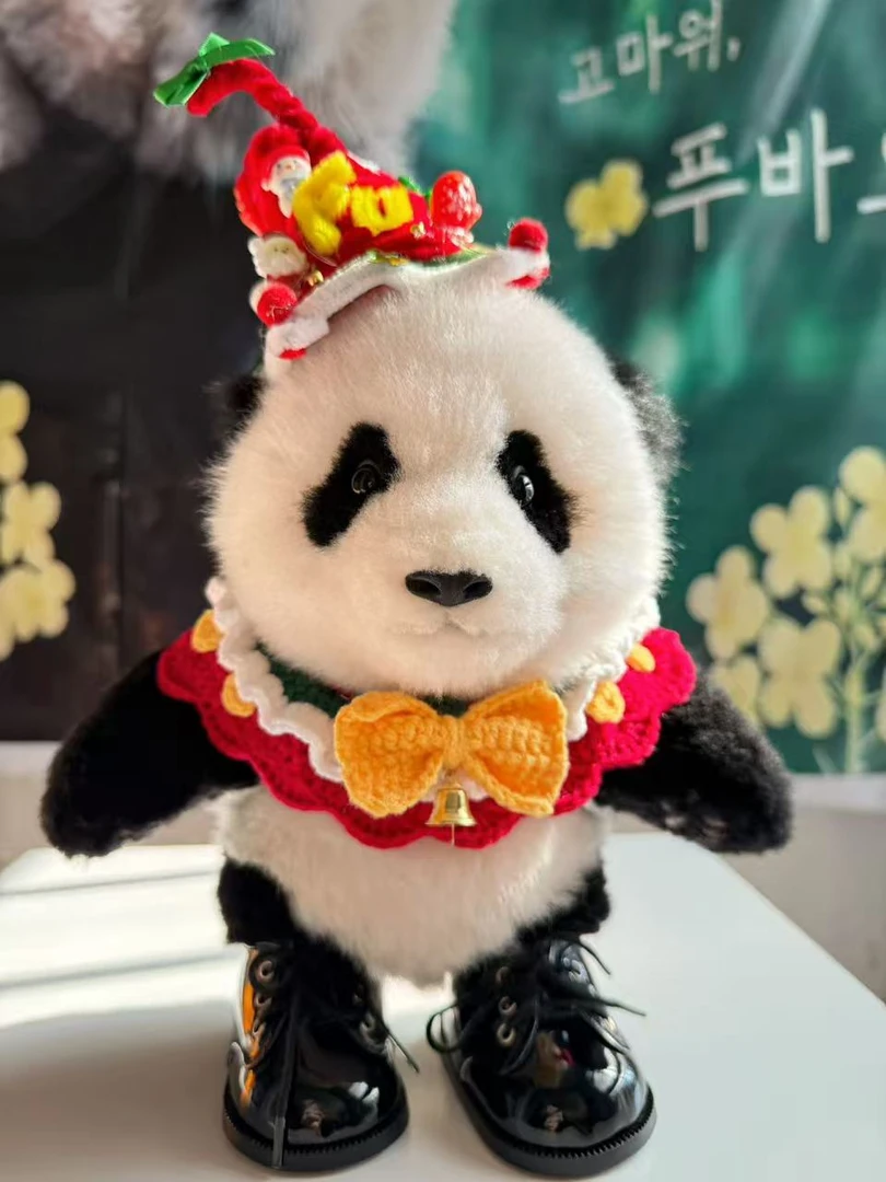 文创自制熊猫公仔圣诞围兜