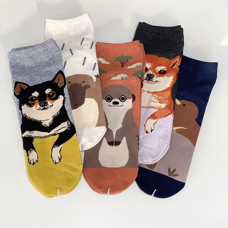 【丑萌】日单百搭可爱动物中筒袜女袜棉袜四季款
