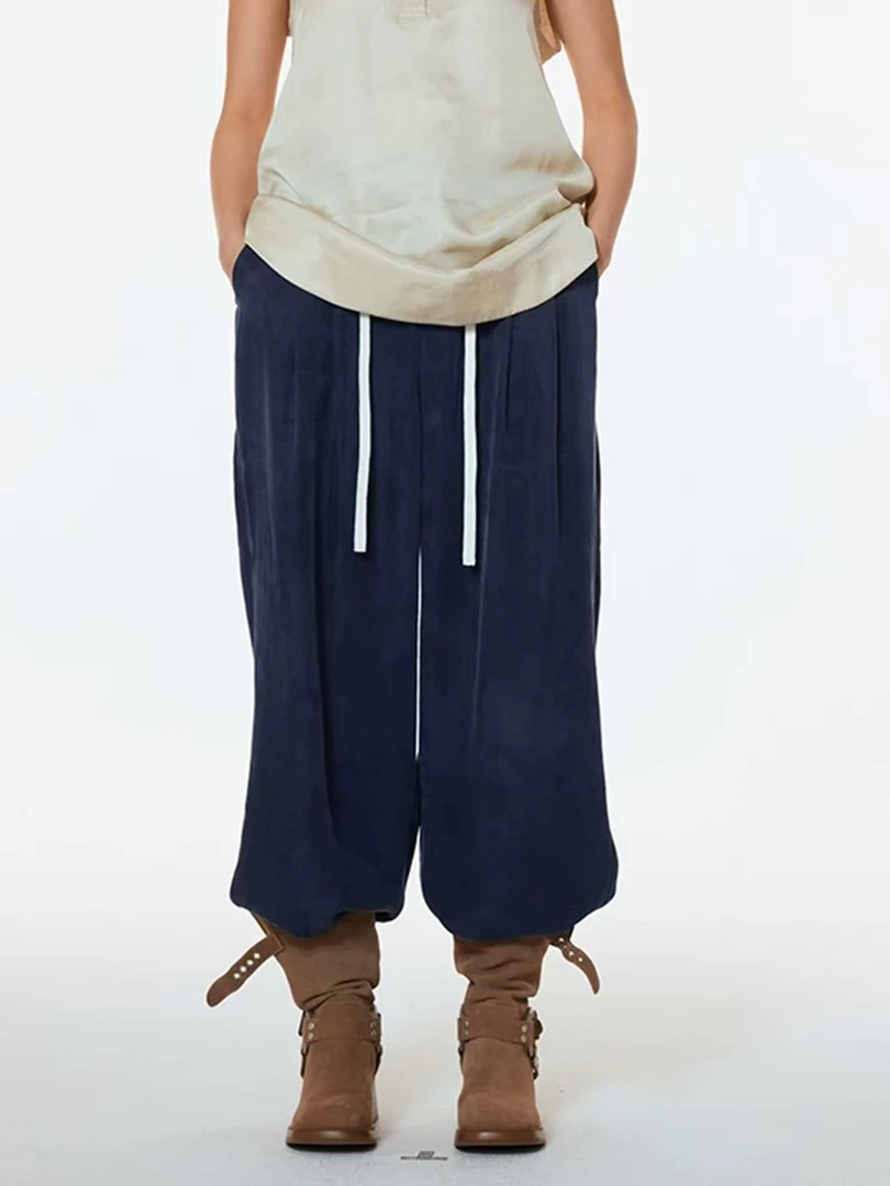 UHOOWU设计师品牌抽绳双褶休闲裤25春夏新款