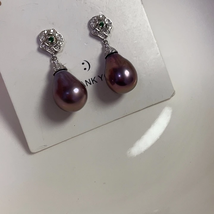 淡水珍珠银S925镶嵌耳饰