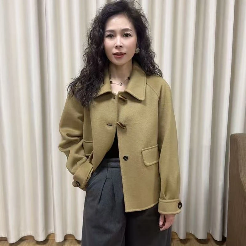 女秋冬款双面羊绒外套2024款高级韩版呢大衣高级简约59290A