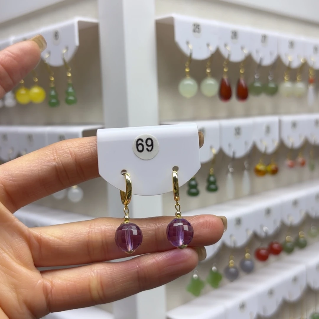 耳饰紫晶银S925镶嵌