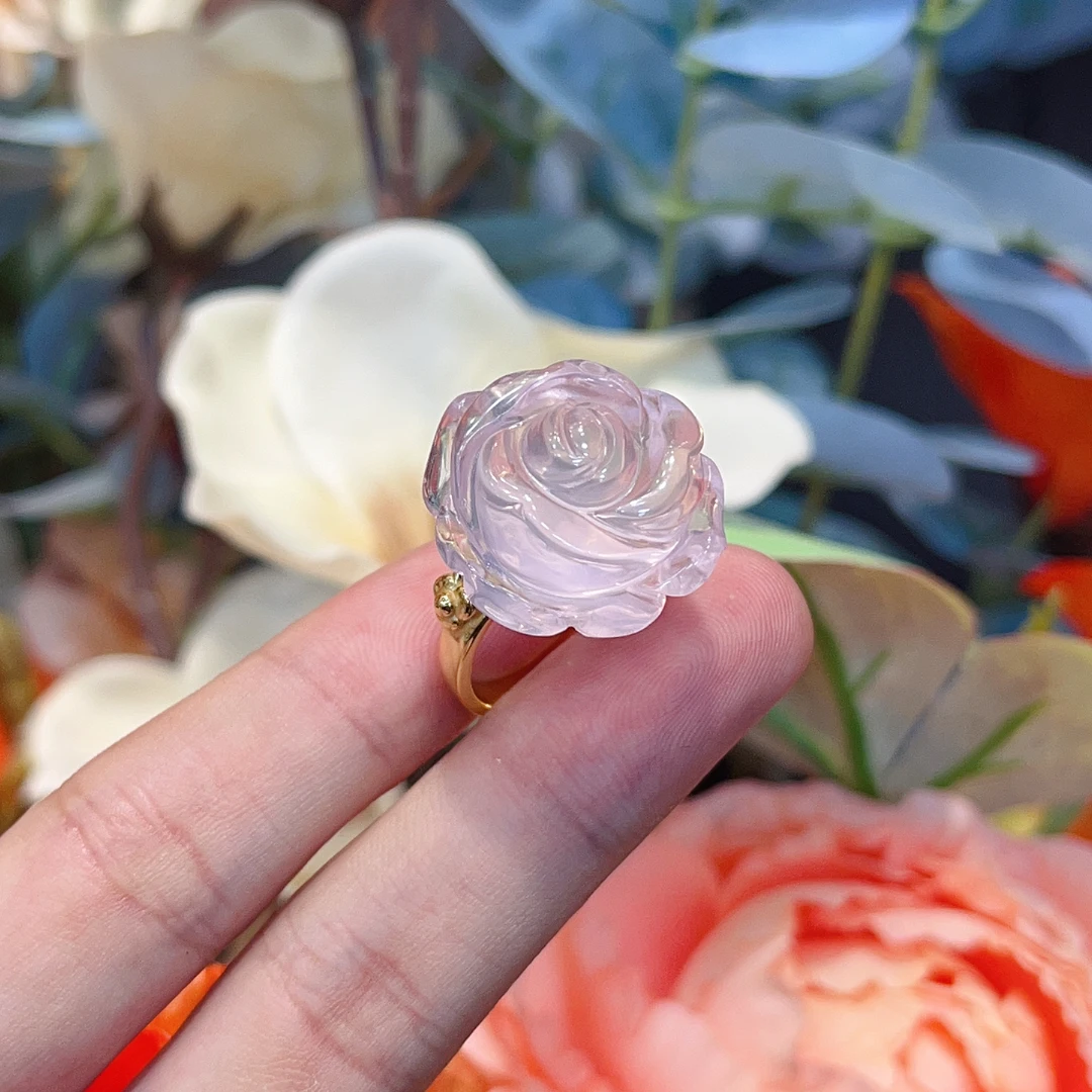 曼曼珠宝粉晶花朵戒指