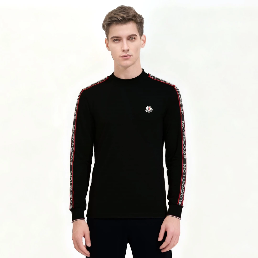 2025秋季新款男士高端时尚宽松长袖圆领修身型中领百搭款男士打底