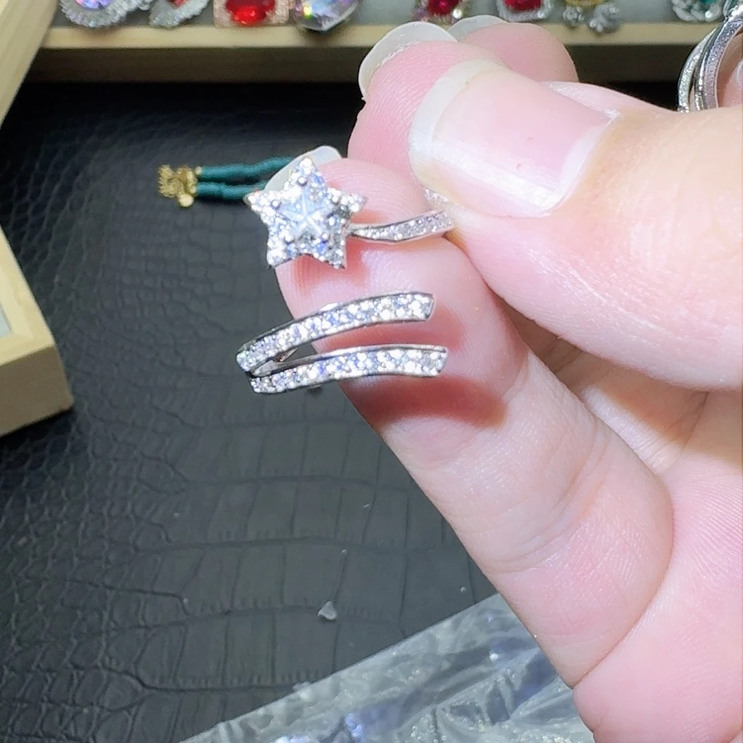 绿水晶戒指银S925镶嵌贝**海