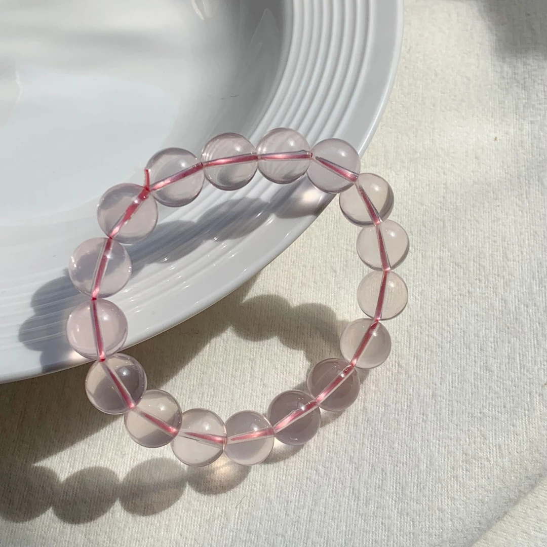 FS09天然莫桑比克粉水晶手链女款时尚素圈单圈水晶手串多样性发一