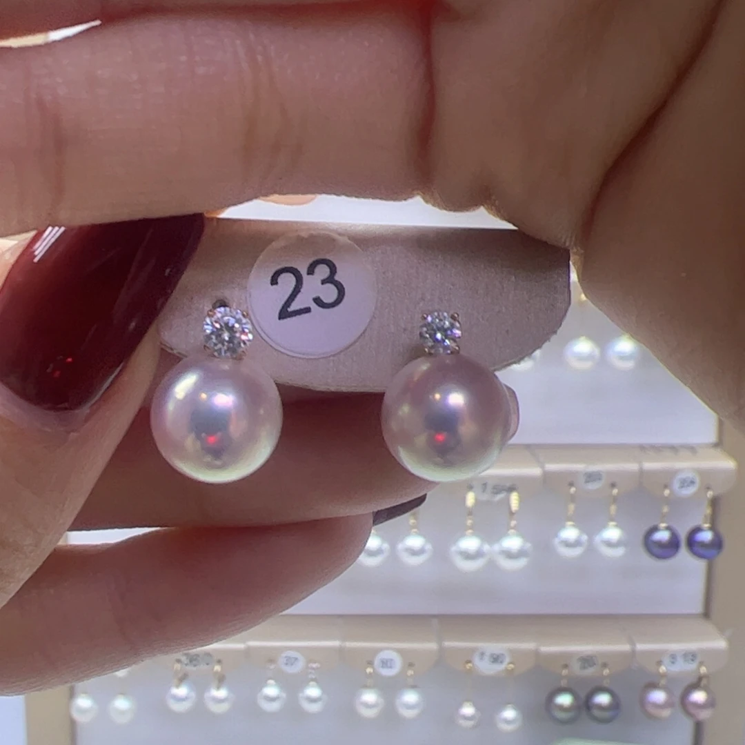 淡水珍珠耳饰18K金镶嵌