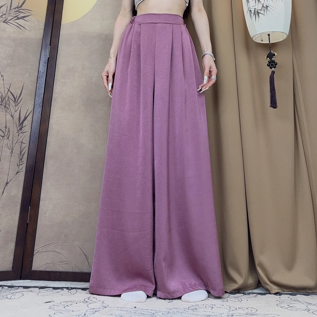 shishi现代舞捏着百褶裤古典舞裤缎面天丝