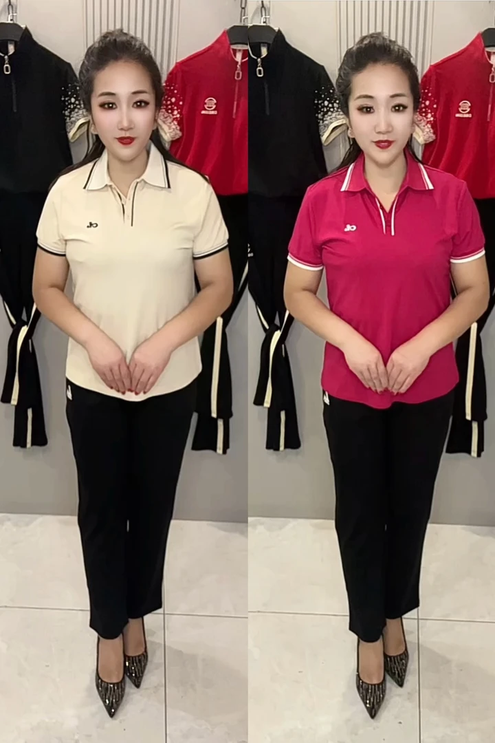 中老年女装夏季短袖T恤休闲运动套装妈妈洋气服装