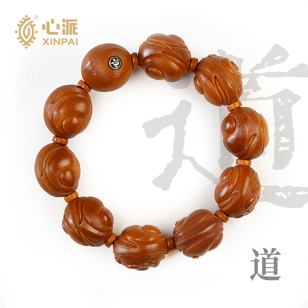 【心派微雕】橄榄核雕（道）橄榄核手串非遗文化手工雕刻原创设计文玩