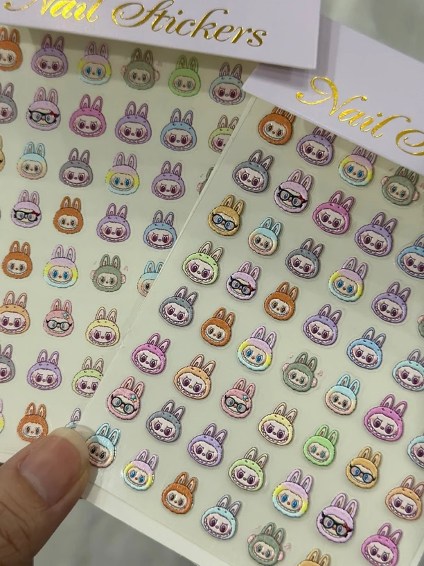 可爱拉布布Labubu立体浮雕美甲贴纸 网红爆款ins拉布布背胶指甲贴