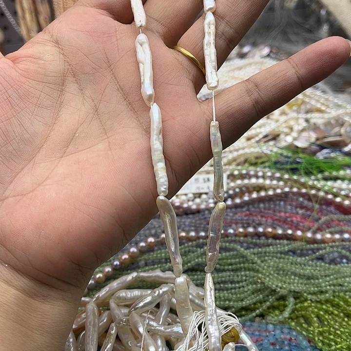 N***子未镶嵌玛瑙/玉髓珠宝半成品一条一条巴洛克珍珠1