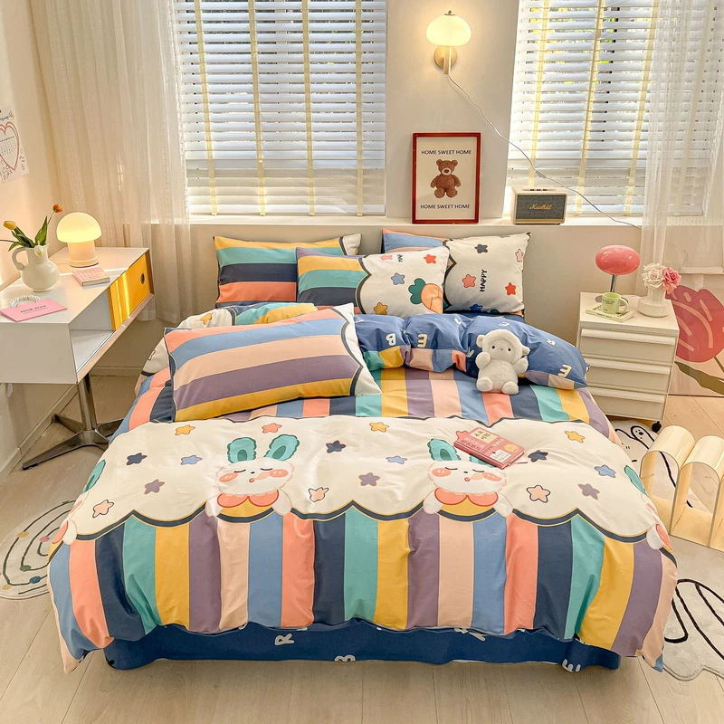卡通萌趣纯棉床上四件套全棉儿童床品学生宿舍三件套被套罩床单4