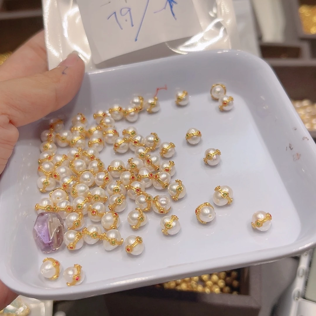 紫晶珠宝半成品银S925镀金镶嵌96