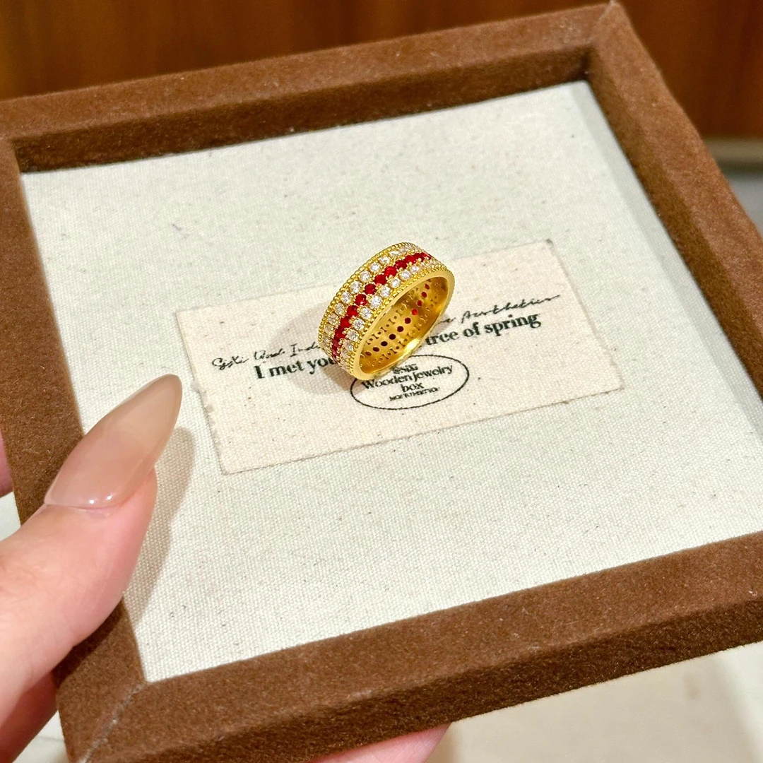 钛钢戒指 新中式古法轻奢点钻镶嵌满天星闪耀戒指女秋冬新款指环