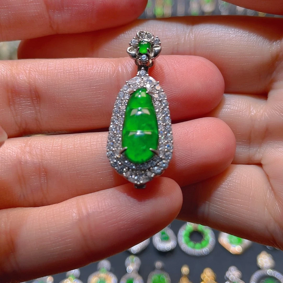 翡翠银S925镶嵌吊坠(不含链)