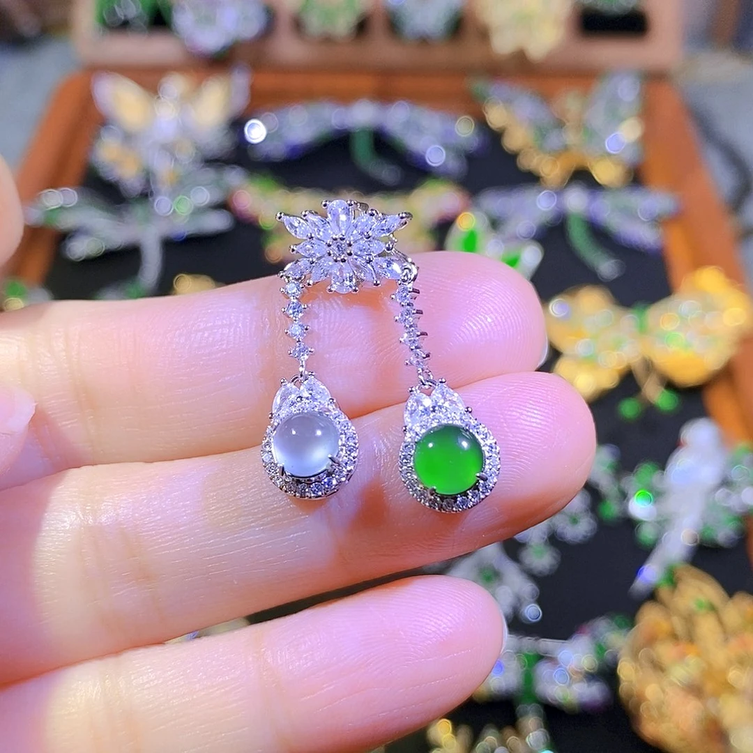 吊坠(不含链)银S925镶嵌翡翠