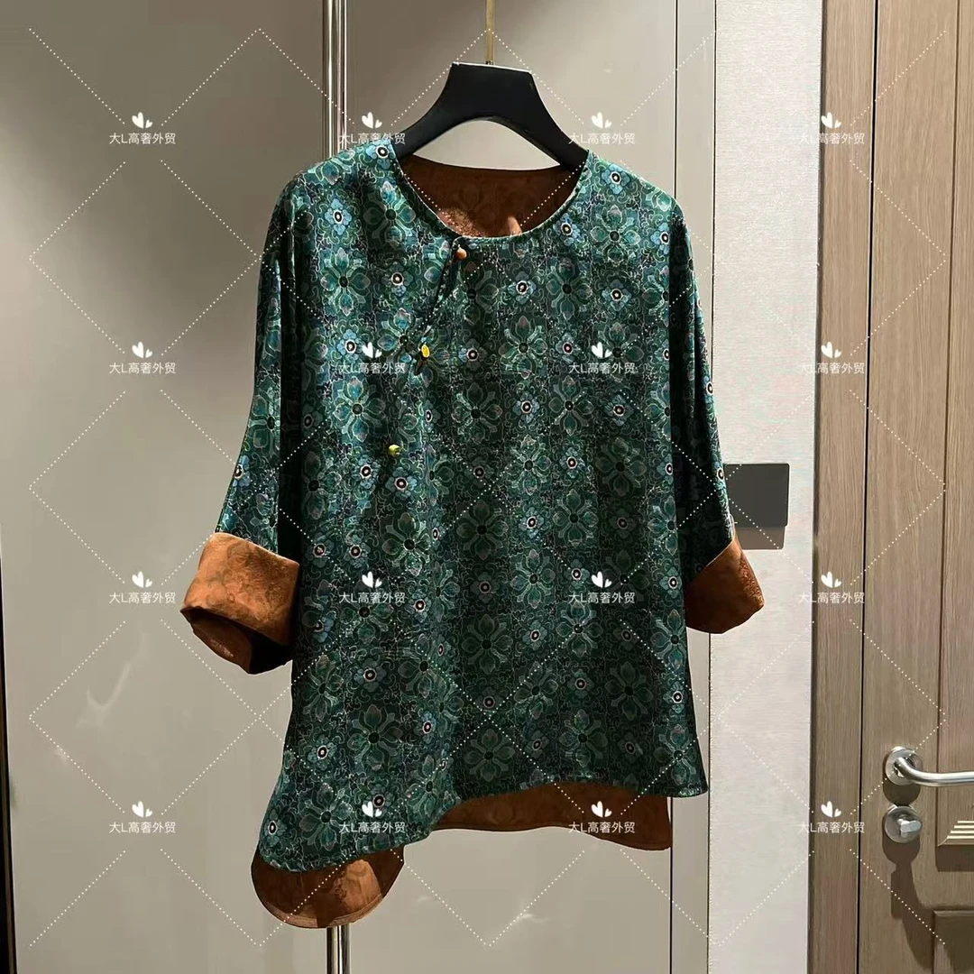 【大L】重磅外贸进口高奢重工设计师风百搭香云纱衬衫25555