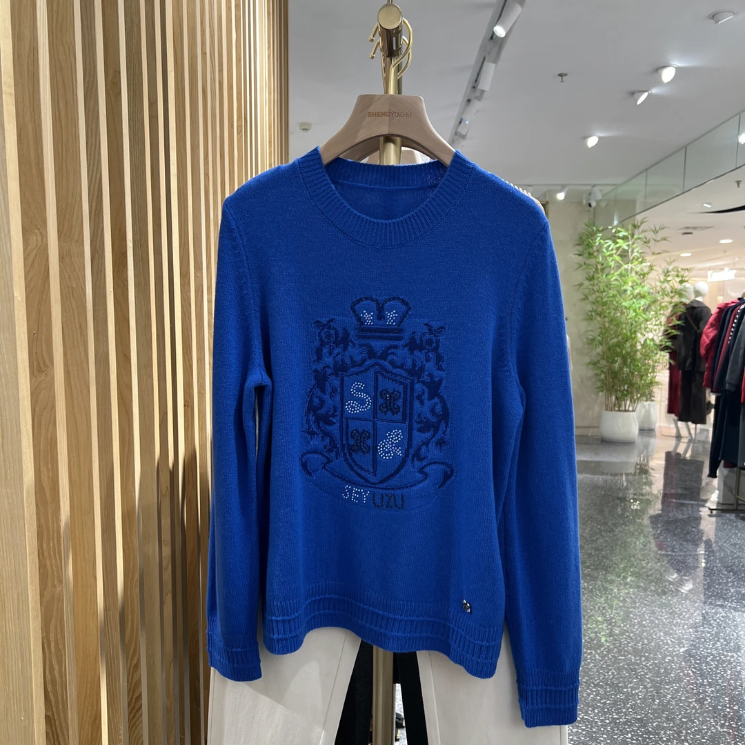 声雨竹7R758冬季时髦圆领针织女保暖厚款毛衣针织衫上衣时尚毛衣