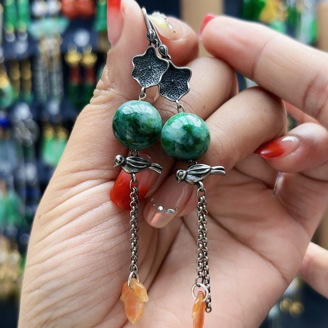 翡翠未镶嵌耳饰耳坠