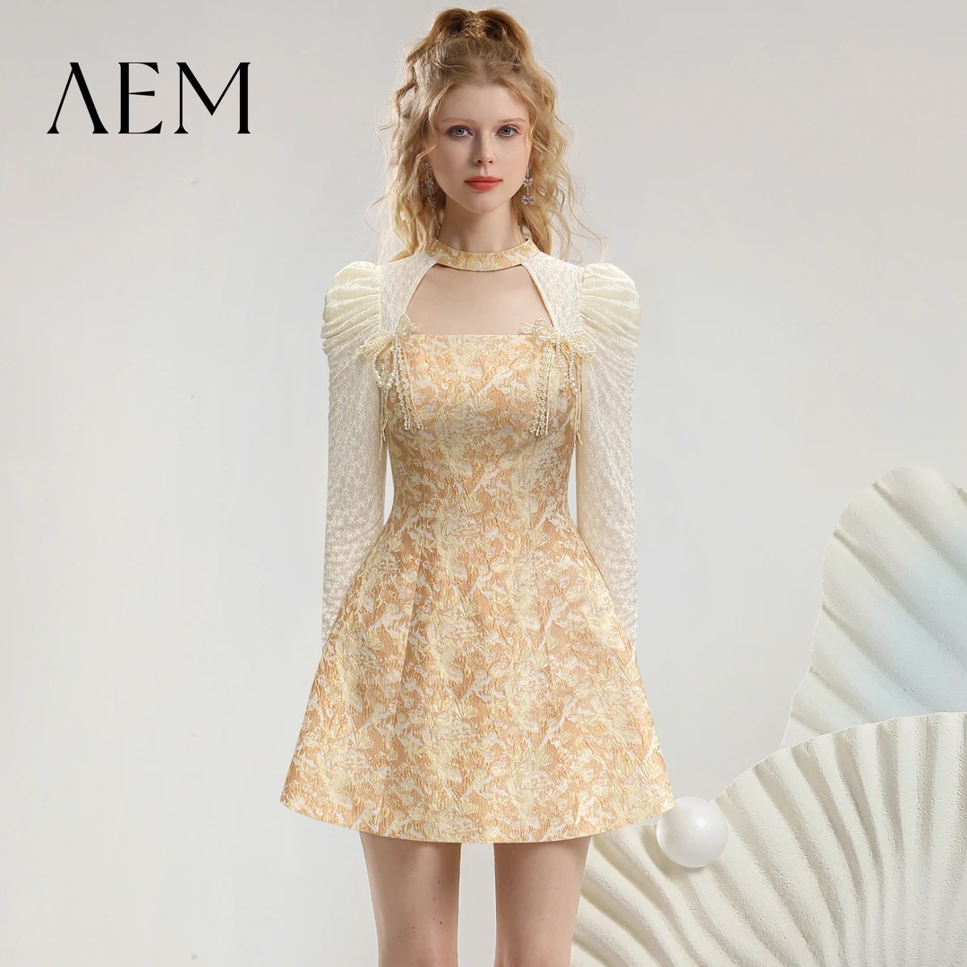 AEM-Y【现货】2025抹胸型修身A字裙连衣裙秋季时尚西域风CM630017