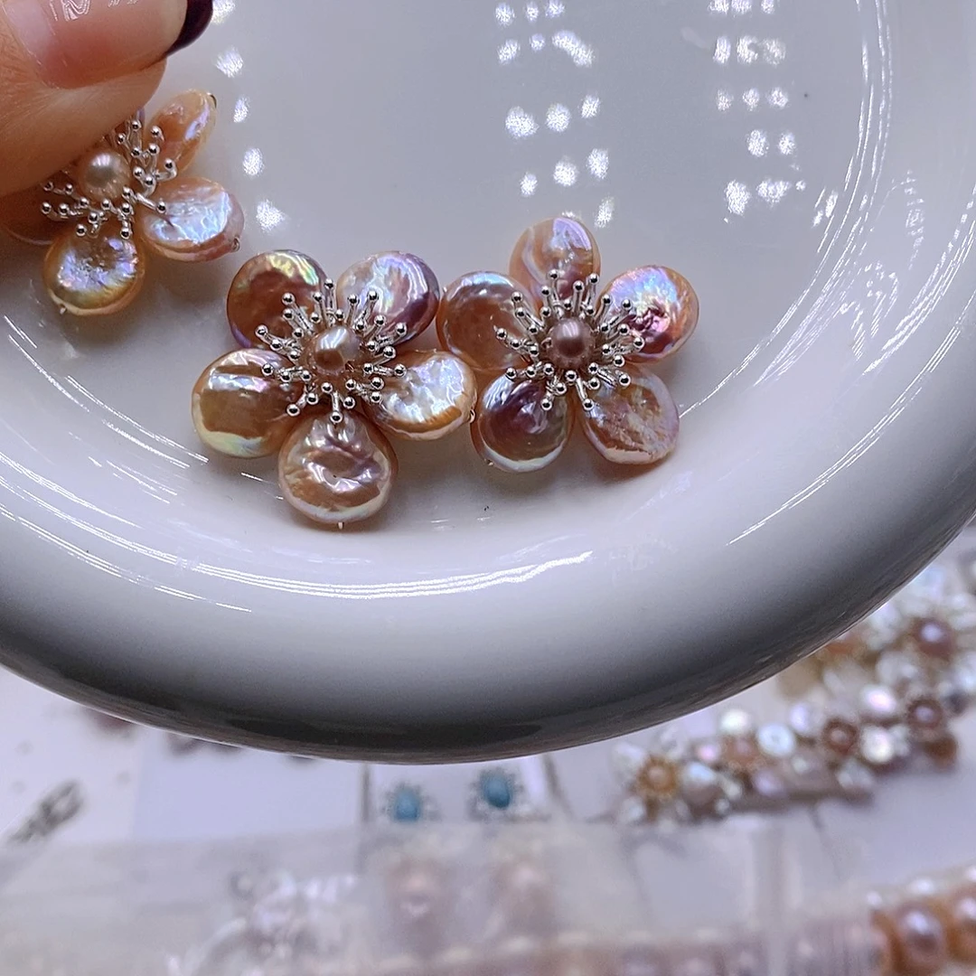 柏***竹淡水珍珠耳饰银S925镶嵌