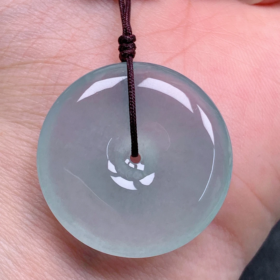 天然缅甸翡翠A货冰晴平安扣气质精美尺寸28.9+5.9  643