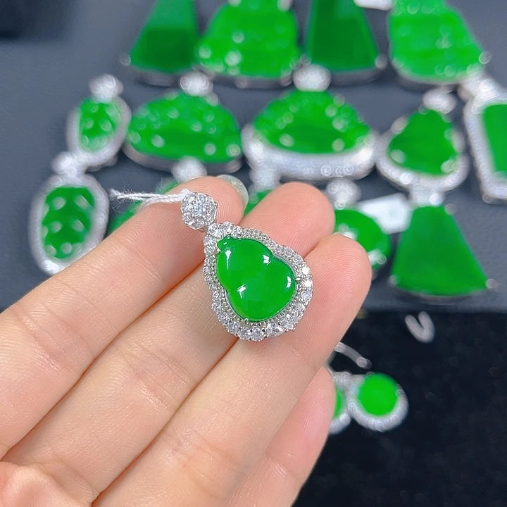 翡翠银S925镶嵌吊坠(不含链)