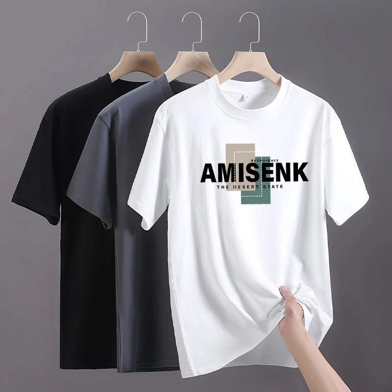 100棉 夏季新款 男士圆领短袖T恤 情侣款学生宽松大码印花半袖