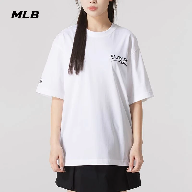 MLB 男女圆领短袖2025夏季新款情侣涂鸦宽松休闲透气T恤专柜正品